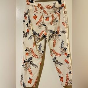 JULES & LEOPOLD Size L PULL ON PANTS Leg Capri Floral Spring Rayon New.